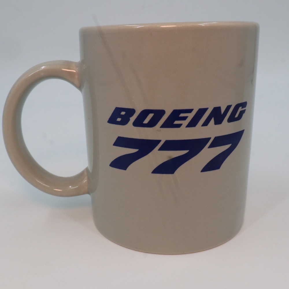 Boeing Coffee Mug Unisex OS Tan Blue‎ 777 Aircraft Graphic Aviation Collectible